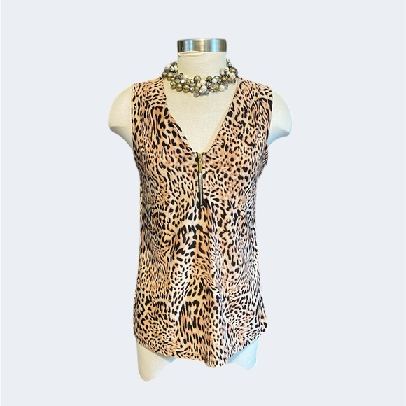 INC Brown and Tan Leopard Print V-Neck Tank Top - Picture 11 of 15
